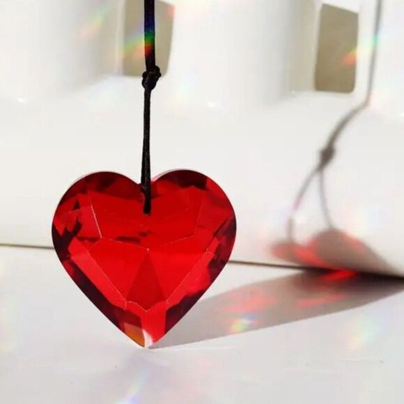 Red Heart Glass suncatcher hanging decor - Picture 1 of 1